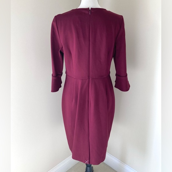 NWT JCREW Bell-sleeve Sheath Stretch Ponte Dress Dark Cranberry Size 12 - Picture 8 of 11